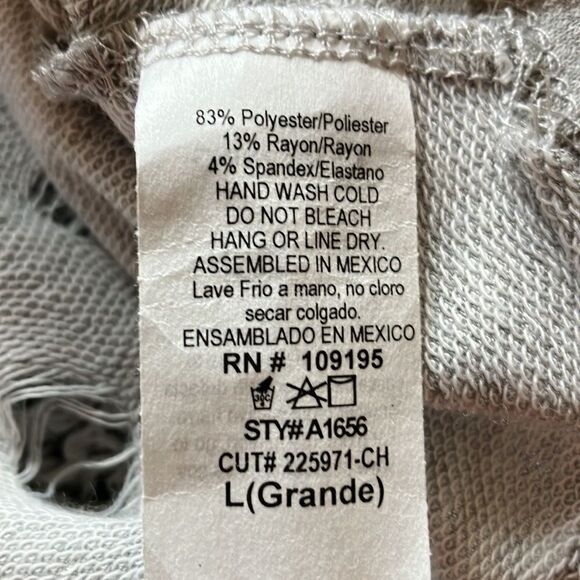 NWT Love J Gray L Cropped Oversized Slouchy Hi Lo Crop Top Blouse - Picture 6 of 10